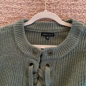 Green lace up sweater